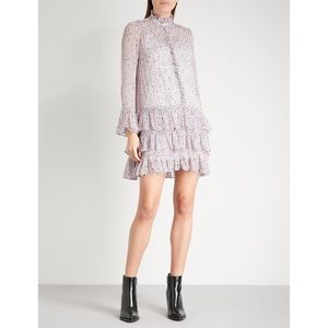 Zadig & Voltaire Pink Rebbie Goa Ruffle Floral Chiffon Dress Large